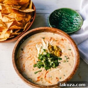 Queso Dip. Creamy green chile queso blanco dip made with the perfect blend of cheeses, green chiles, fresh cilantro, and hot sauce. How to make the perfect homemade queso!