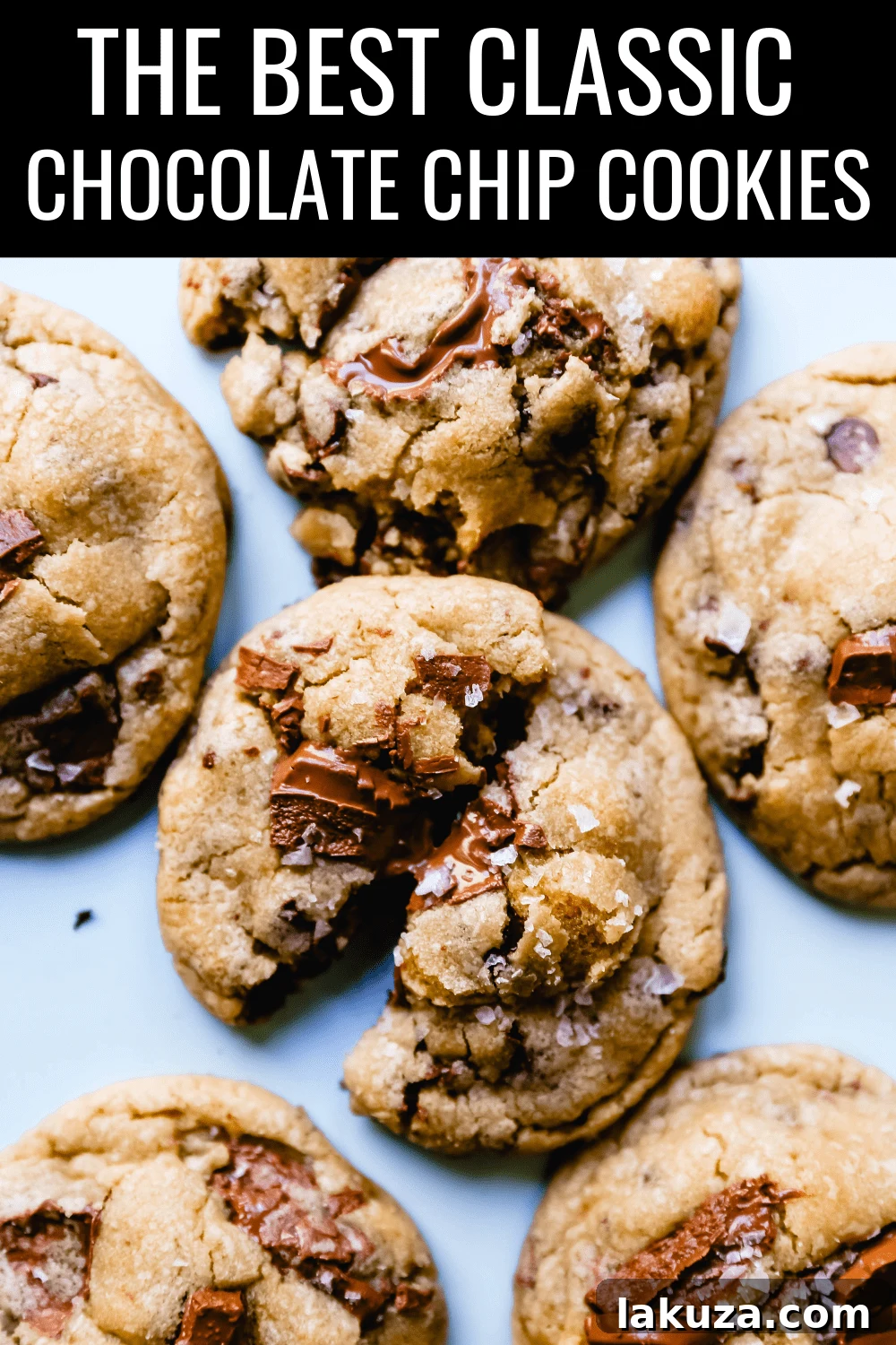 Pin-friendly image for Classic Chocolate Chip Cookies, featuring a stack of cookies with text overlay.