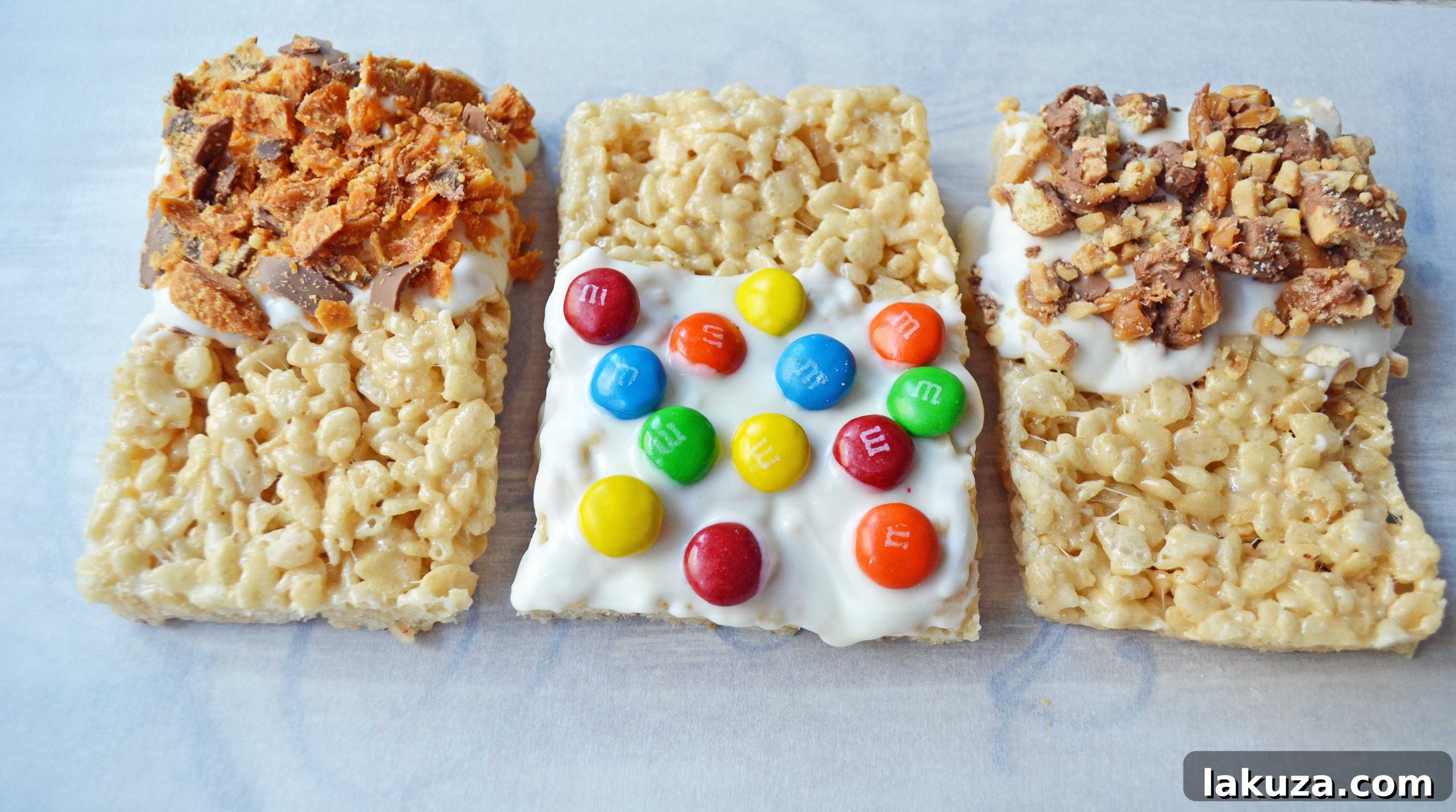 Irresistible Chocolate Coated Krispie Bars 8 A beautiful platter showcasing a variety of chocolate-dipped Rice Krispies Treats with different toppings, ready for serving.