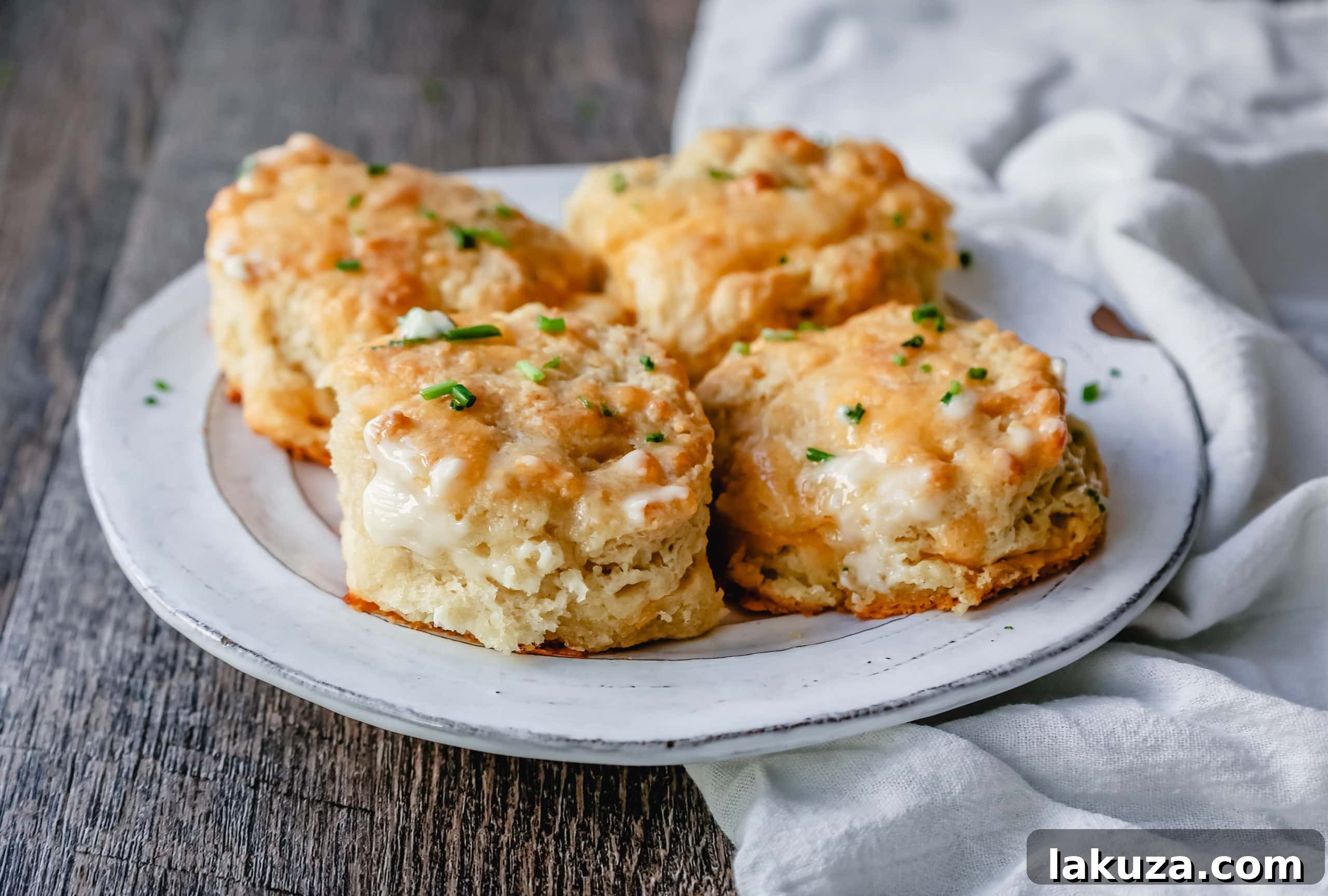 Light, fluffy, and buttery homemade cheddar garlic biscuits, perfect as a side or snack.