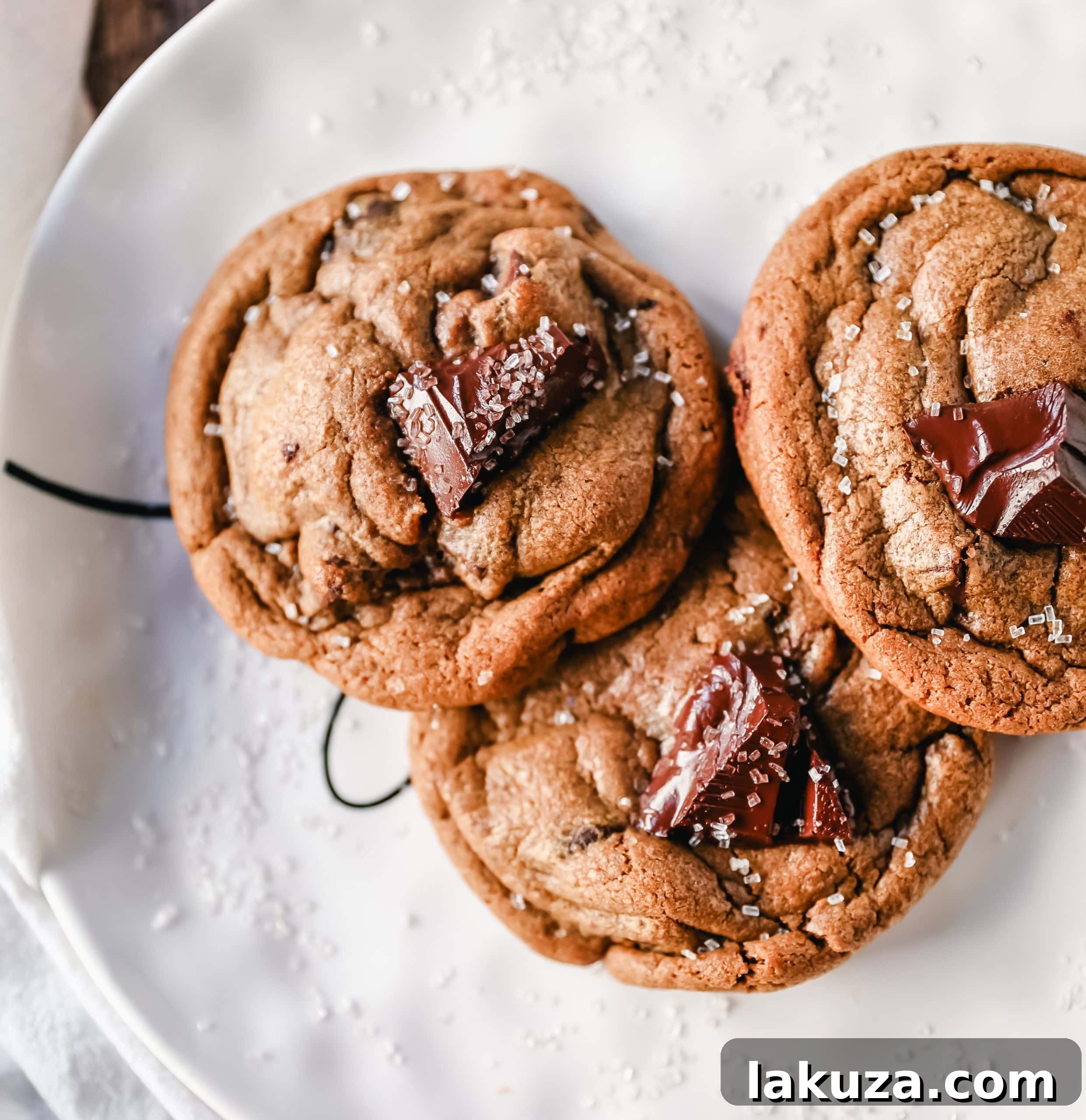 Spiced Molasses Cookies with Melty Chocolate Chunks 6 Stacked Chocolate Chunk Molasses Ginger Cookies, ready for gifting or serving.