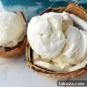 No-Churn Coconut Ice Cream with Fresh Mango