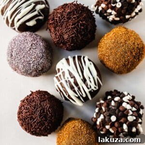 Chocolate Truffles. Rich, creamy, decadent homemade chocolate truffles made with high-quality chocolate, heavy cream, and a touch of butter rolled into your favorite toppings.