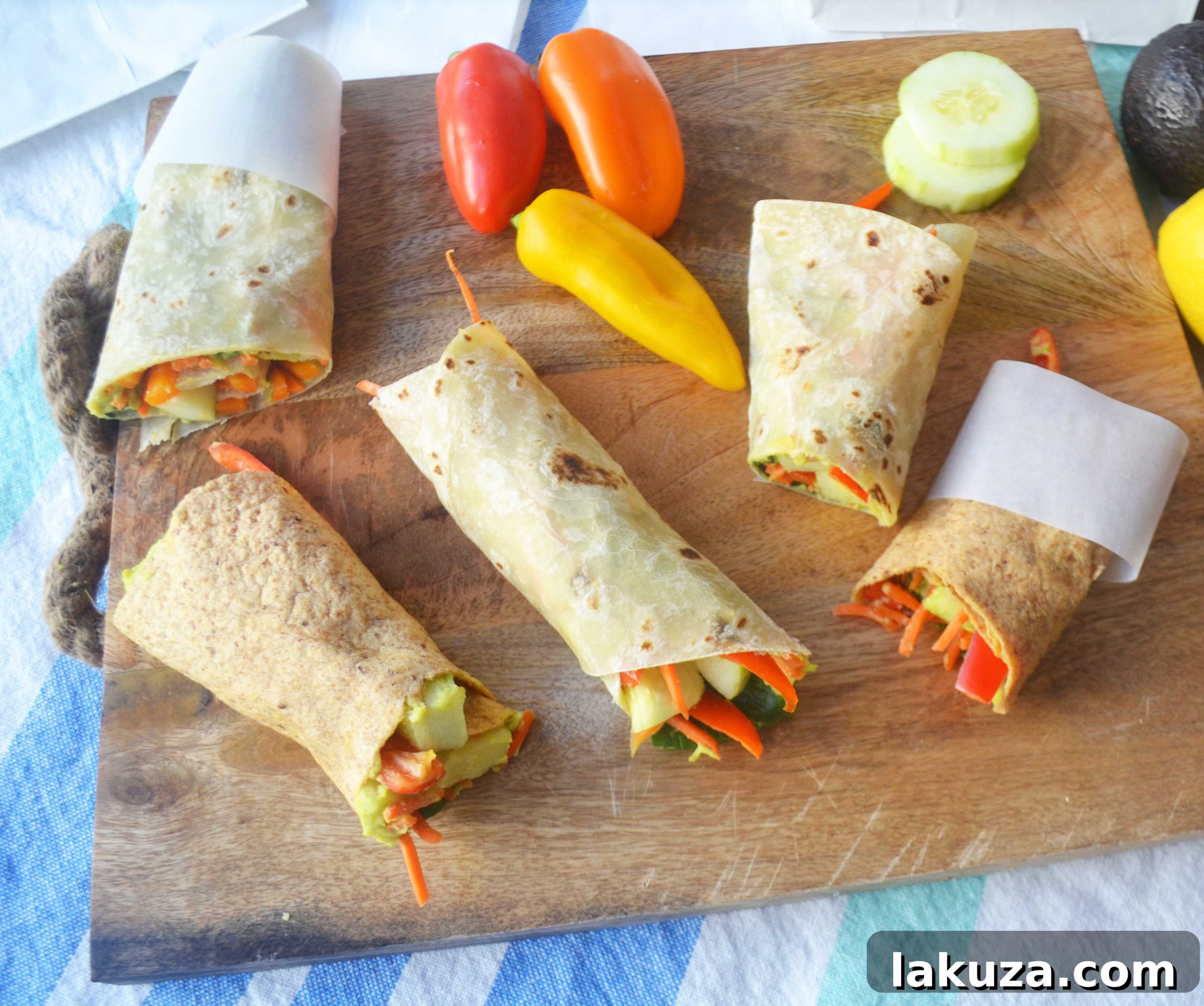 Delicious and vibrant Avocado Ranch Hummus Veggie Wraps, a wholesome and quick meal idea from Modern Honey.