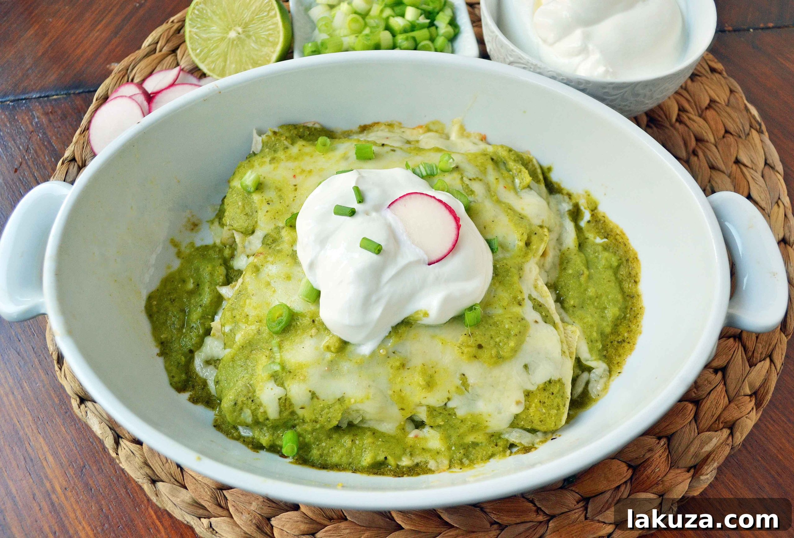 Flavorful Chicken Enchiladas Verdes with homemade green sauce