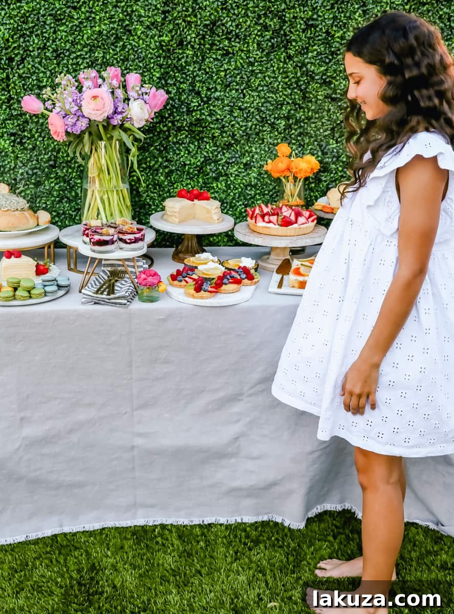 A close-up of a beautifully arranged Easter brunch plate, showcasing savory and sweet items, set against a backdrop of spring decor. Emphasizes diverse food choices and elegant presentation for a spring gathering.