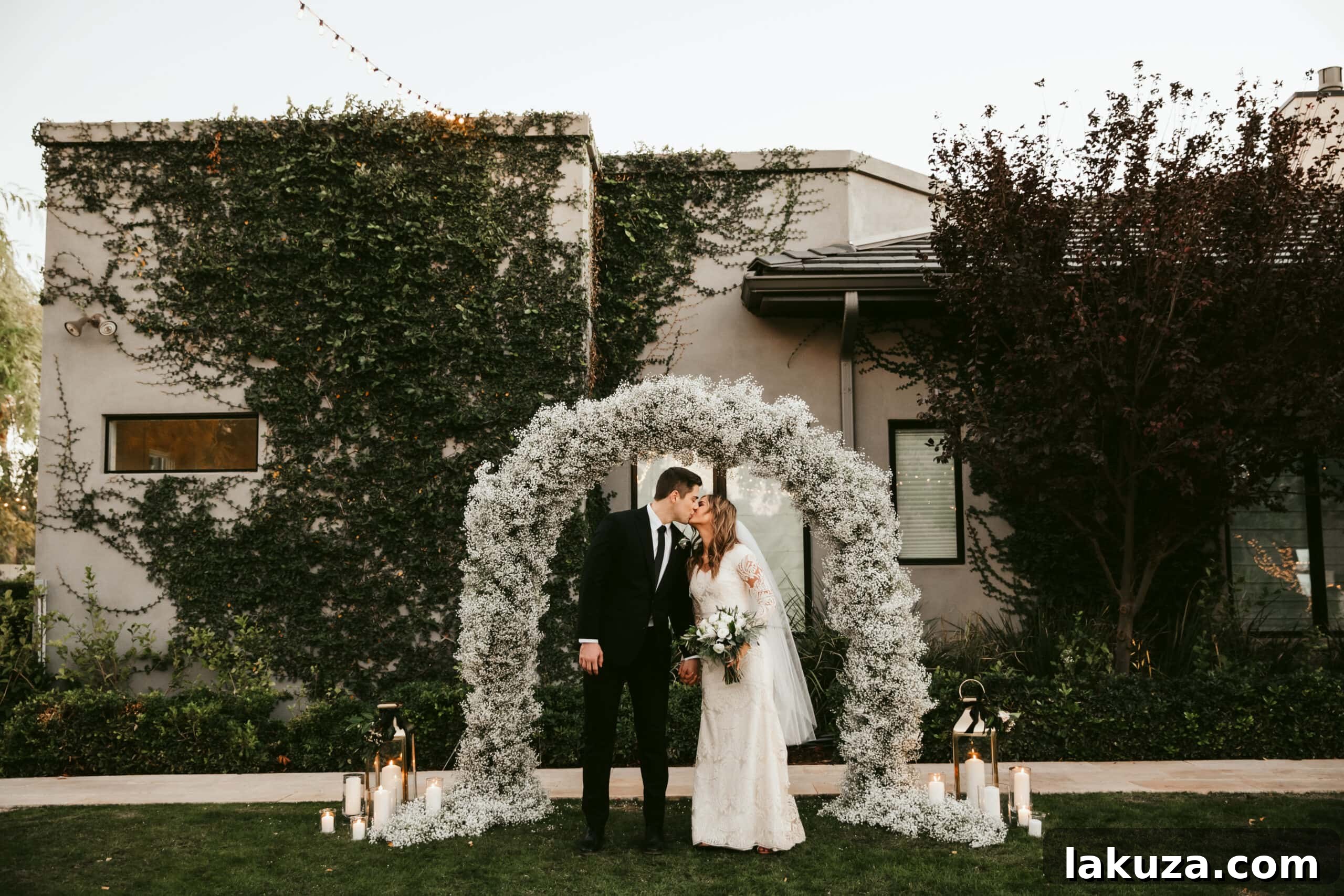 Cozy outdoor wedding setup with blankets for guests