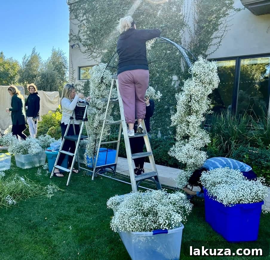 Building a Baby's Breath Arch for Wedding