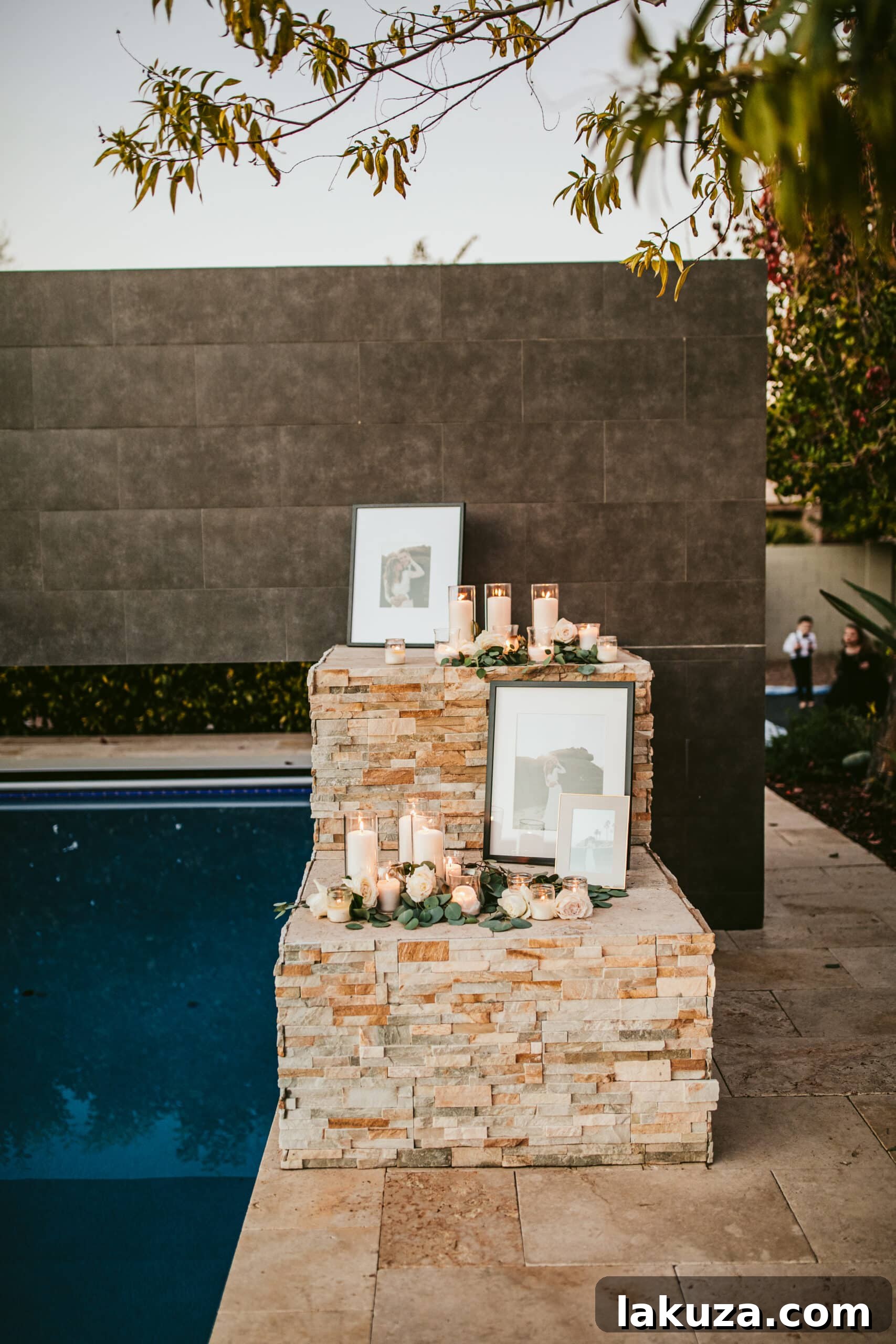 Guests sitting at beautifully decorated wedding tables