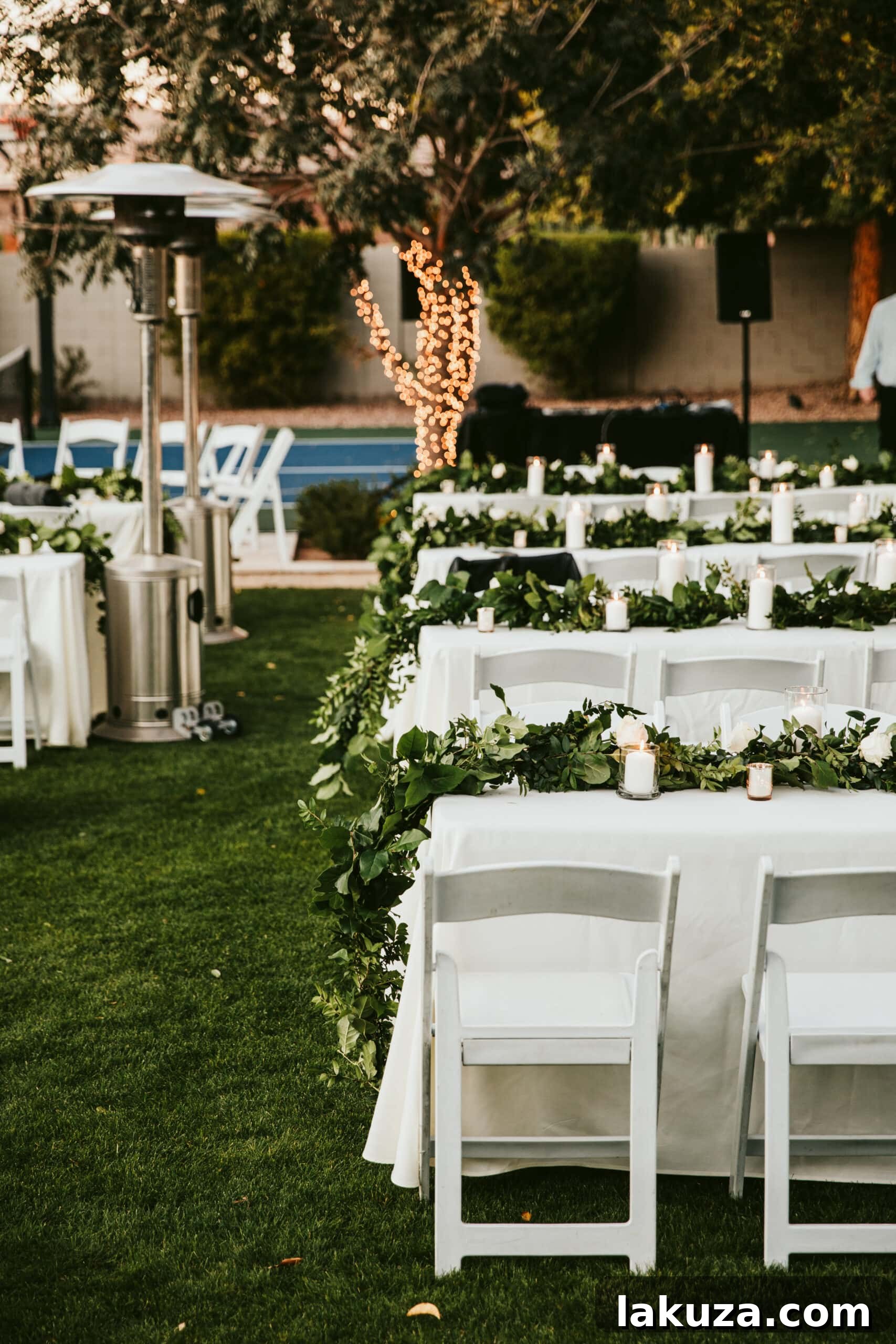 Romantic wedding ceremony setting with candles