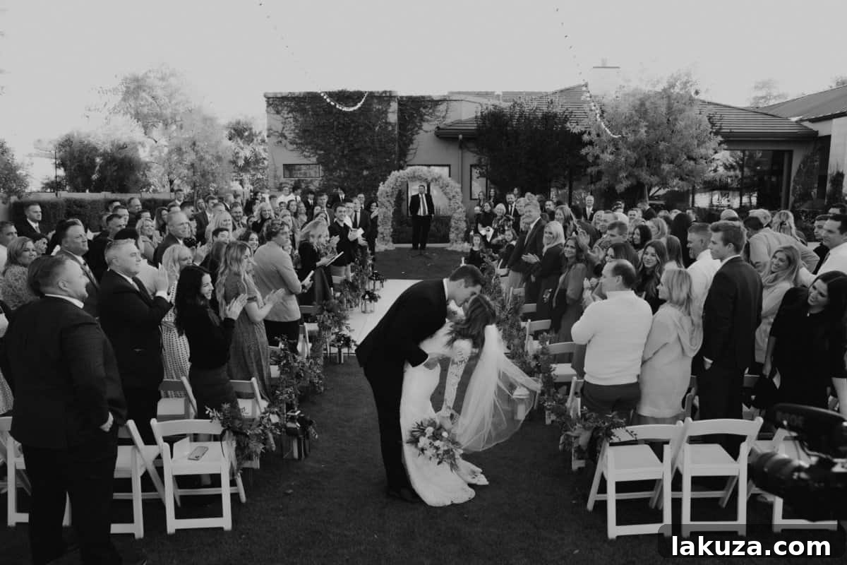 Bride walking down the aisle at the outdoor ceremony