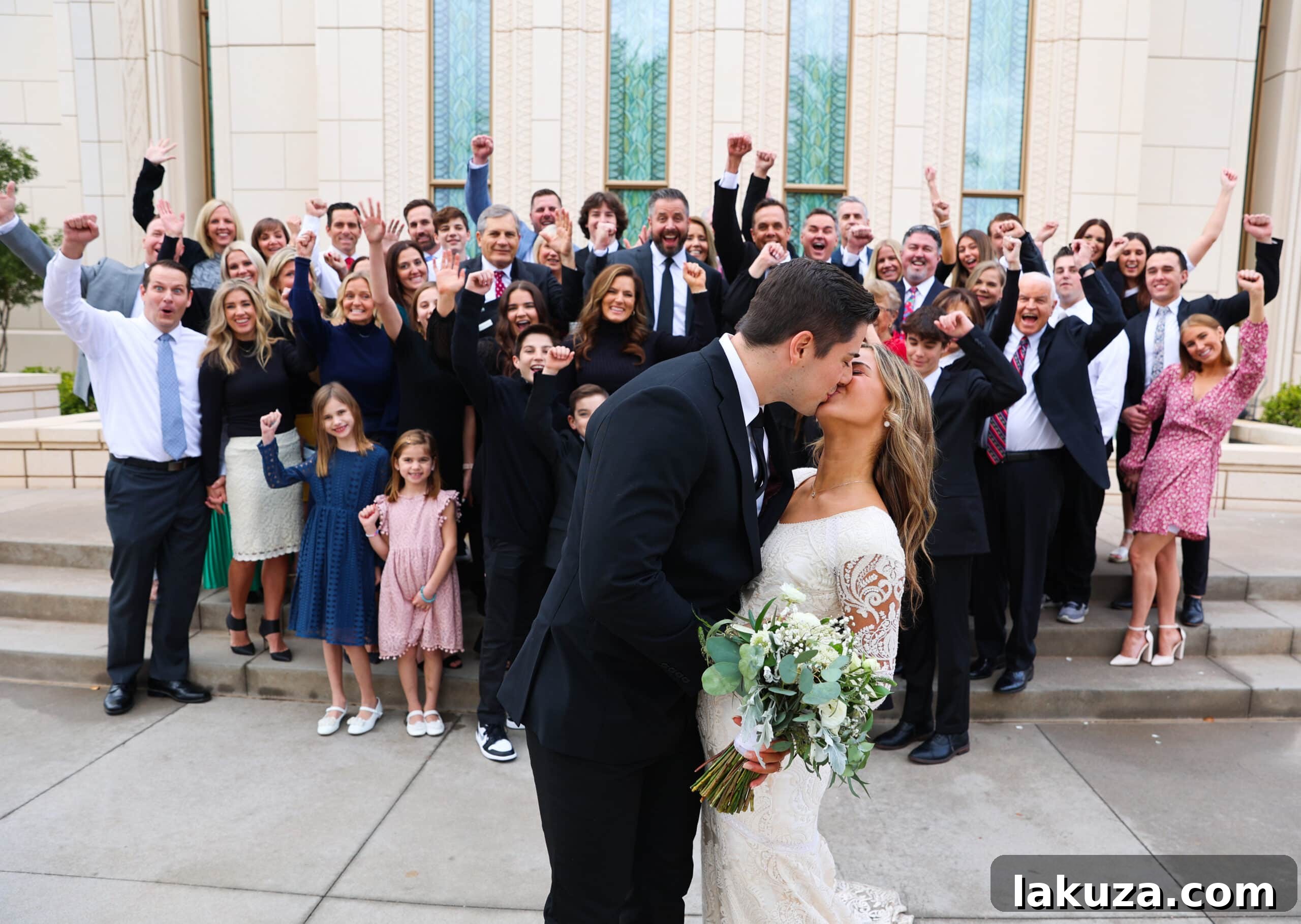 Sierra and Conner standing outside the Gilbert Arizona Temple after their sealing