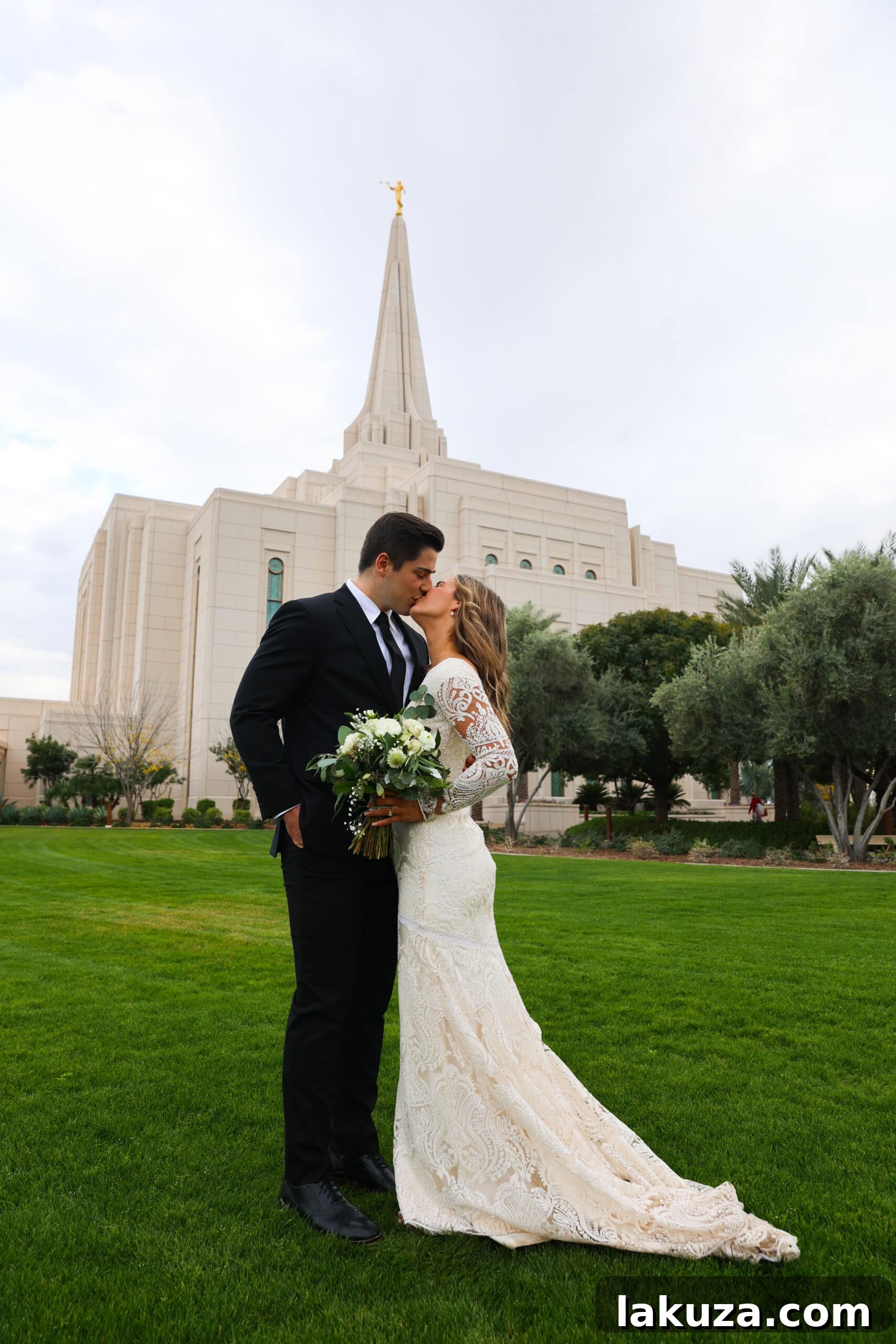 Sierra and Conner sharing a joyful moment outside the temple