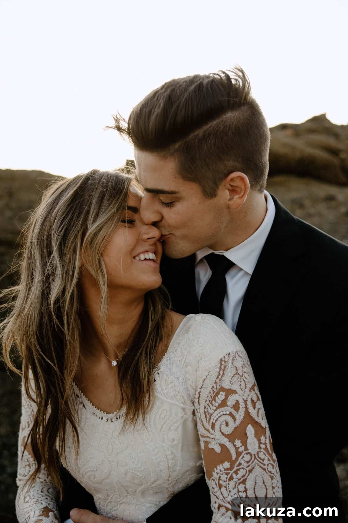 Joyful moments during the beach bridal shoot