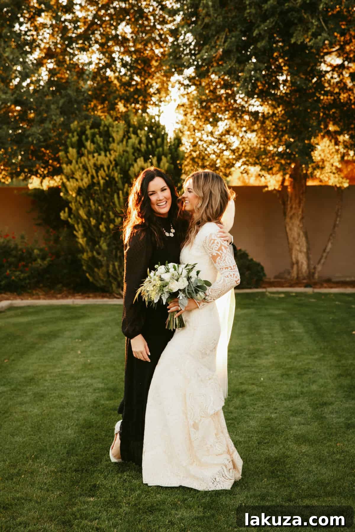 Bride smiling brightly with her friends