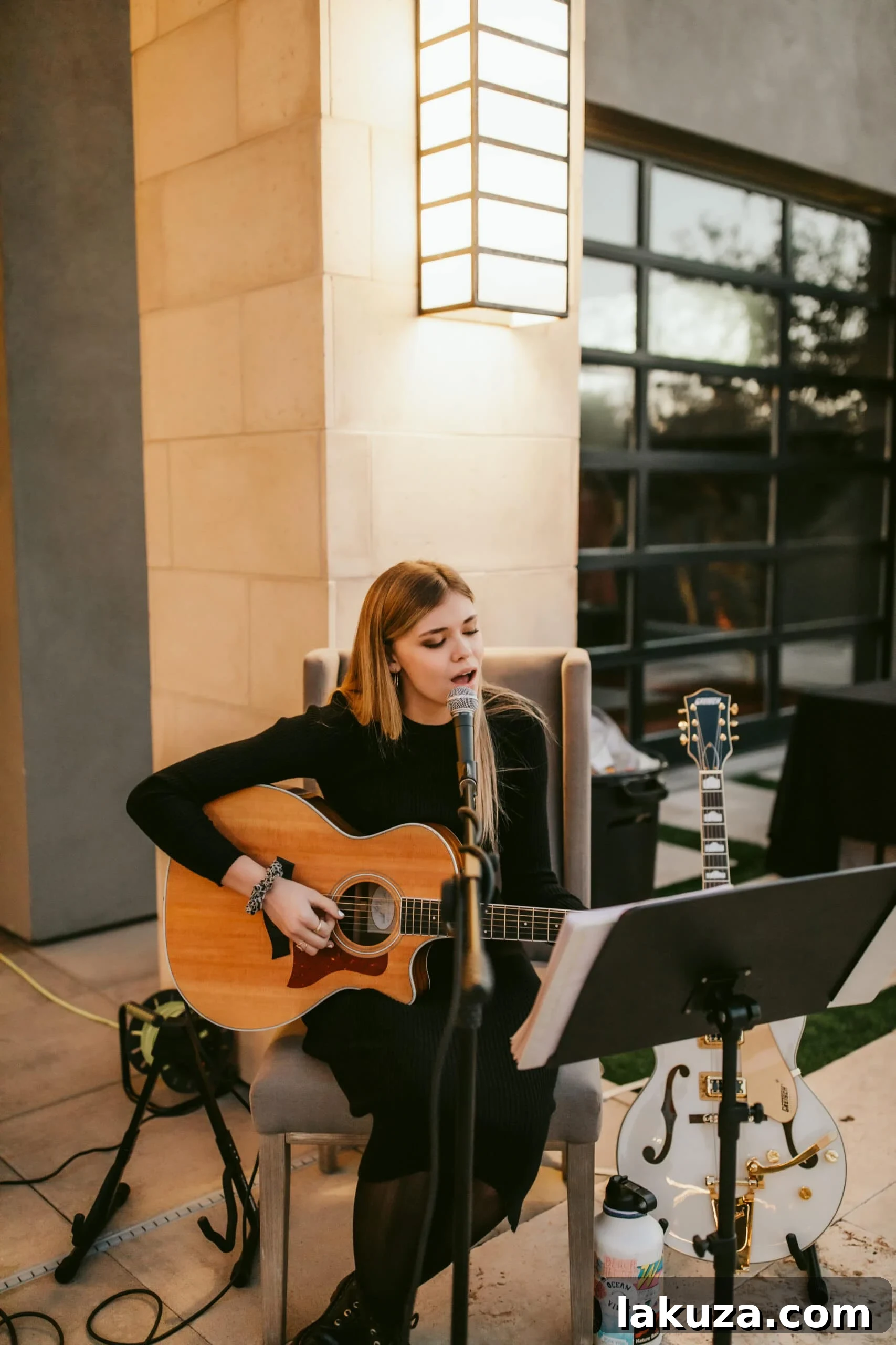 Wedding guest enjoying live music at the reception