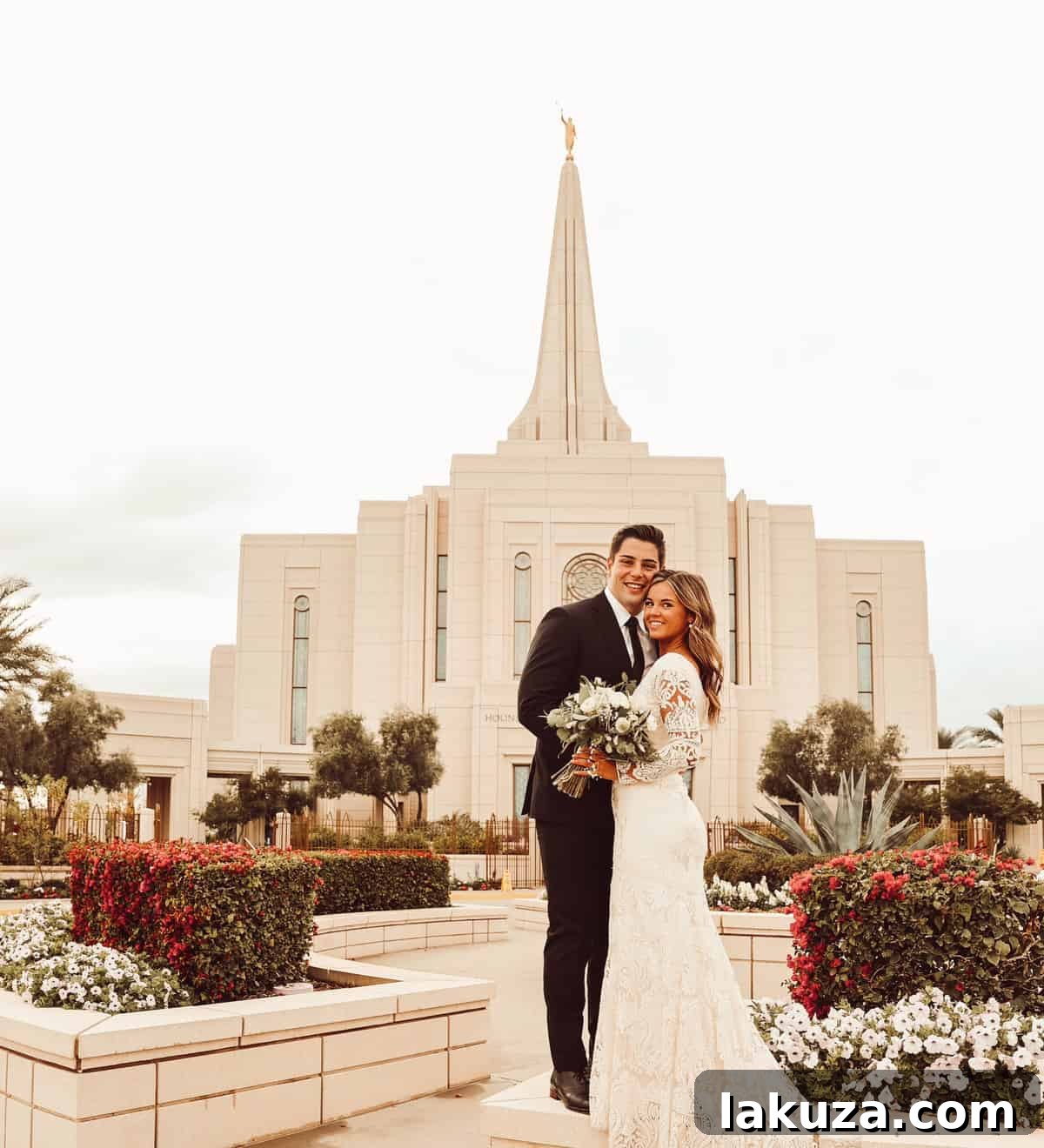 Gilbert Arizona Temple exterior with wedding party