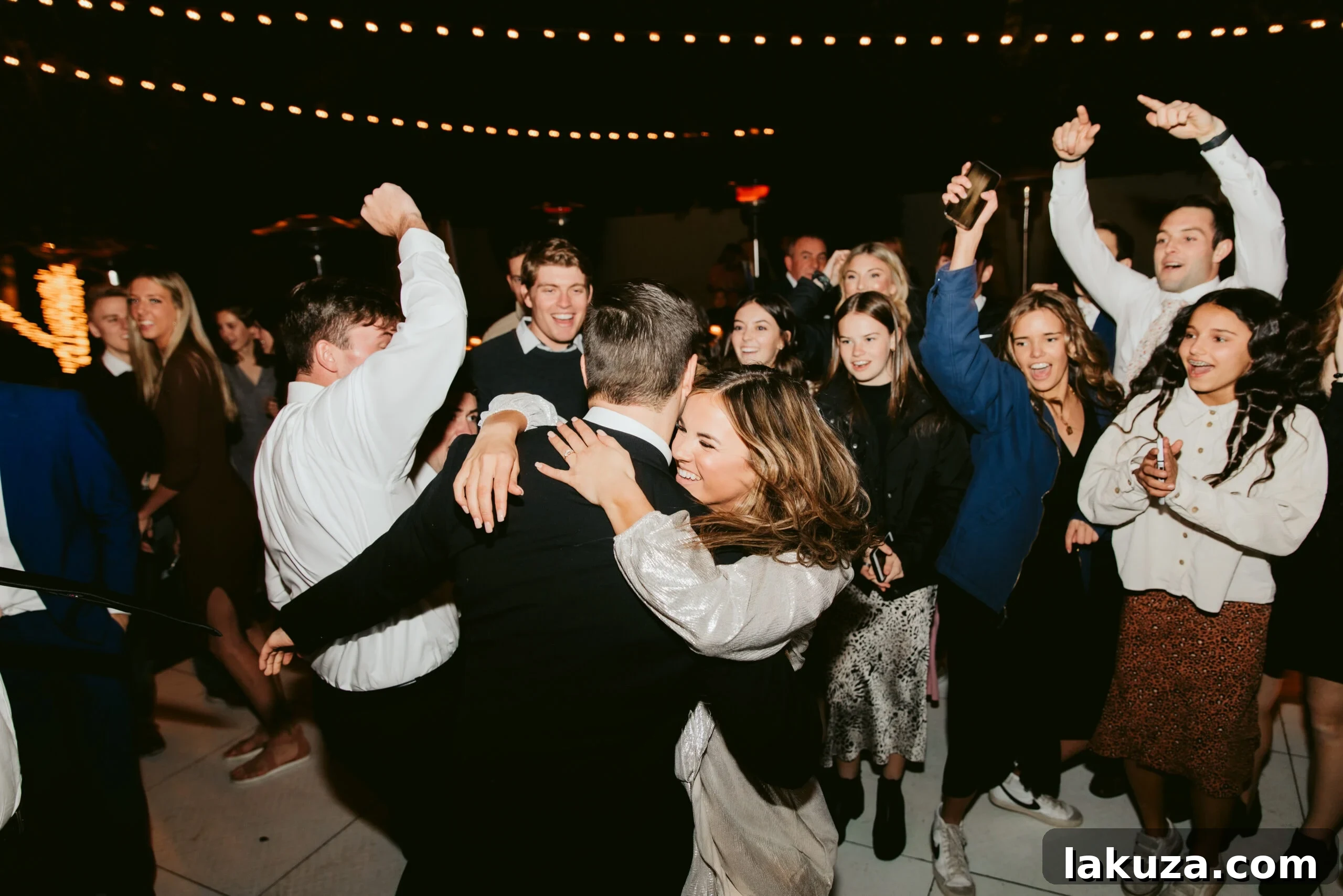 Guests enjoying the outdoor wedding reception
