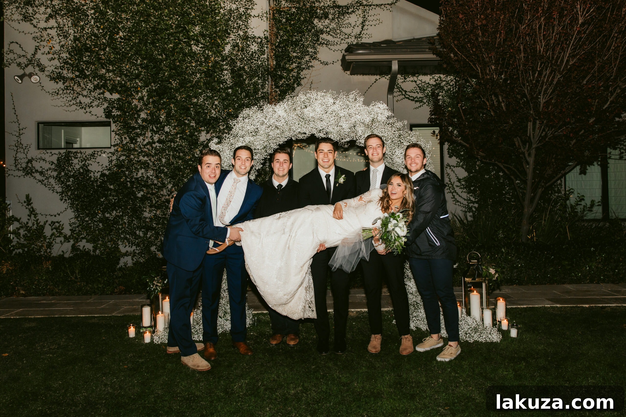 The Eric 6 cousins celebrating at the wedding