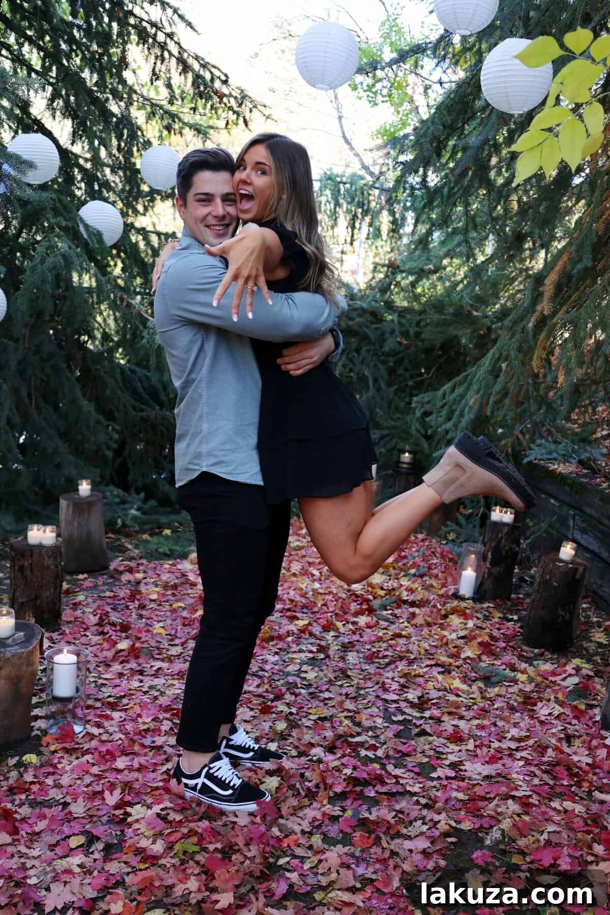 Newly engaged couple Sierra and Conner embracing in Sundance