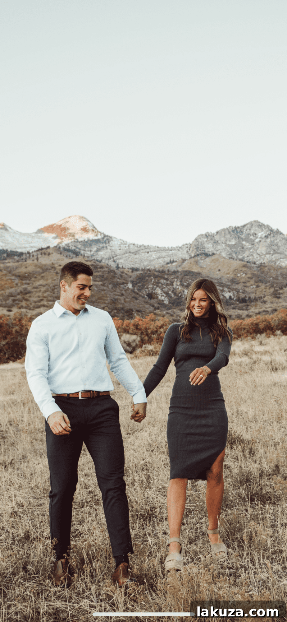 Engagement photo featuring the couple's genuine affection