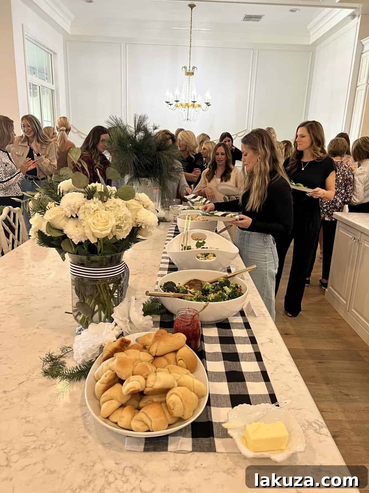 Bridal Shower Food. Salads and rolls served at bridal shower.