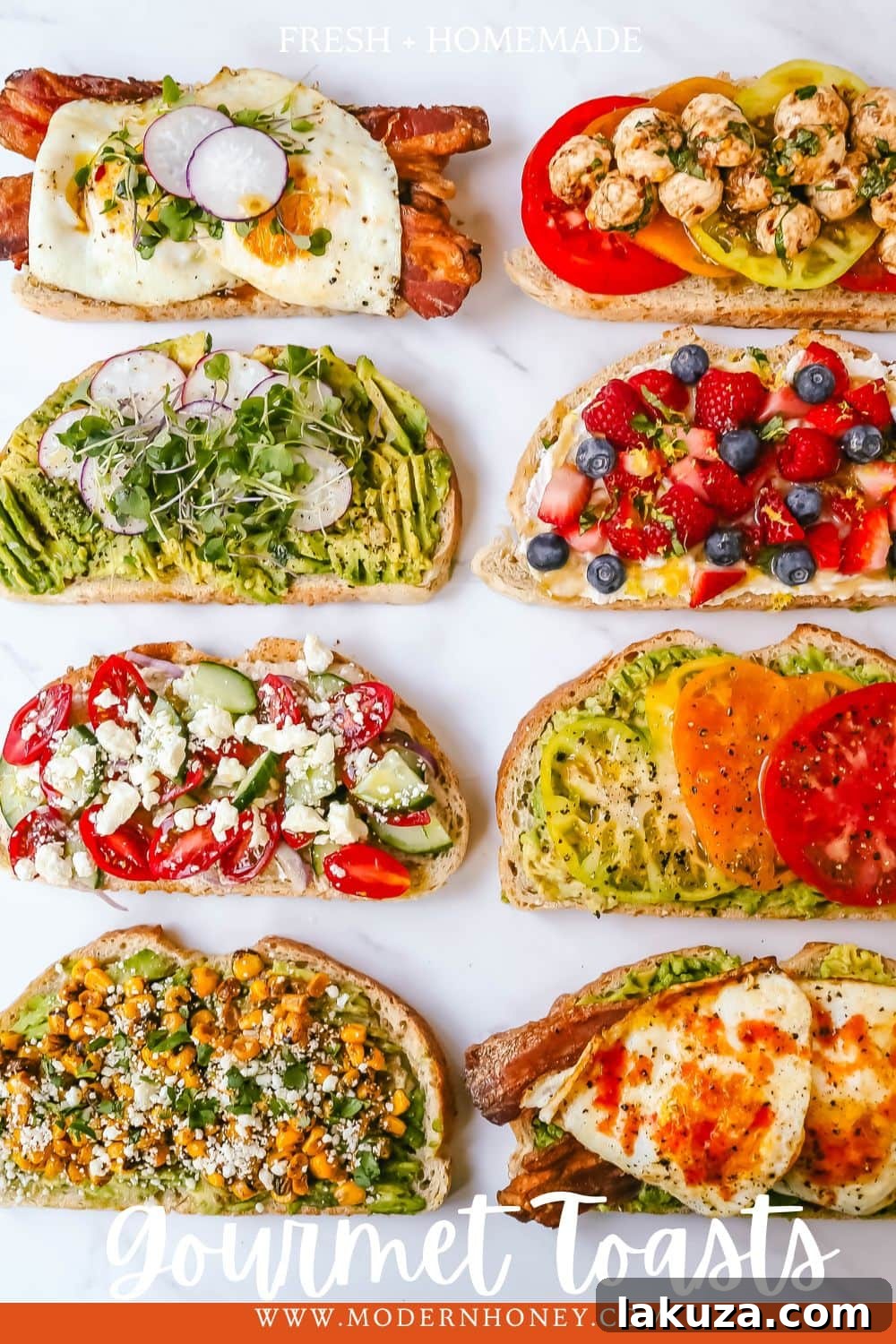 A final close-up of a gourmet toast, highlighting its fresh ingredients and inviting presentation.