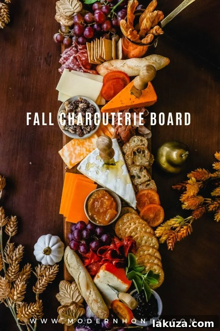 Autumn Harvest Charcuterie Spread 12 Festive Charcuterie Board perfect to celebrate Thanksgiving or Friendsgiving with friends and family. How to pick out the perfect meats, cheeses, fruits, jams, crackers, and dips for your Fall charcuterie spread. Tips and tricks for making the best charcuterie board.