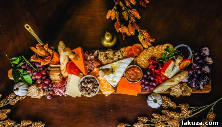 Autumn Harvest Charcuterie Spread 10 Festive Charcuterie Board perfect to celebrate Thanksgiving or Friendsgiving with friends and family. How to pick out the perfect meats, cheeses, fruits, jams, crackers, and dips for your Fall charcuterie spread. Tips and tricks for making the best charcuterie board.