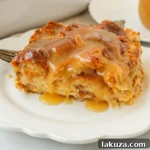 Heavenly Croissant Bake 6 Croissant Bread Pudding with Vanilla Sauce is a decadent dessert or breakfast recipe, featuring buttery croissants baked in a creamy custard and topped with homemade vanilla bean sauce.