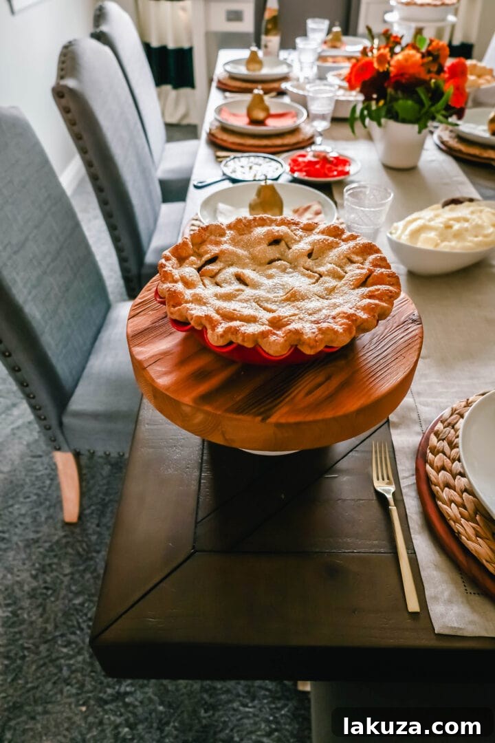 Close-up of apple pie filling ingredients being mixed in a bowl.