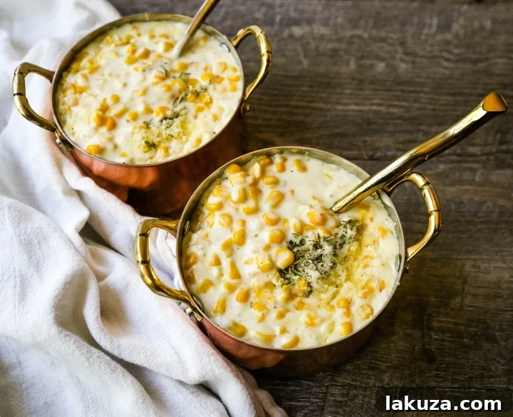 Gulliver's Creamed Corn: Creamy corn with heavy cream, butter, Parmesan, and a touch of sugar, a popular side dish.
