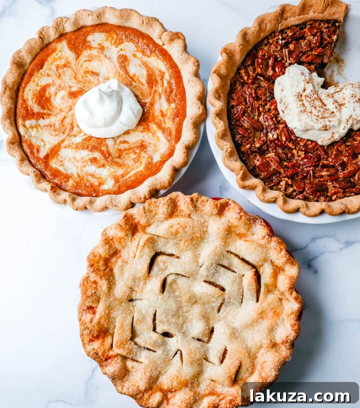 Best Thanksgiving and Friendsgiving Pies: Apple Pie, Pumpkin Pie, Pecan Pie, and more popular holiday dessert ideas.