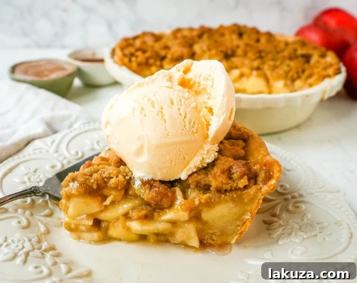 Dutch Apple Pie: Traditional recipe with buttery crust, cinnamon-sugar apples, and brown sugar streusel topping.