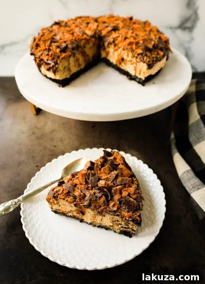 Decadent Butterfinger Pie 3 No-Bake Chocolate Peanut Butter Butterfinger Pie with a chocolate OREO crust, creamy peanut butter filling with Butterfinger candy bars, chocolate ganache, and topped with fresh whipped cream and Butterfinger. The best creamy Butterfinger pie recipe!