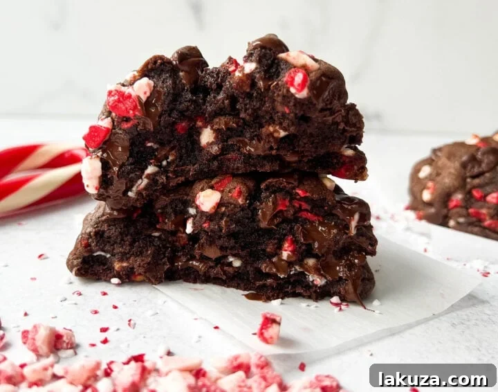 Delicious Levain Bakery-style chocolate peppermint cookies on a plate