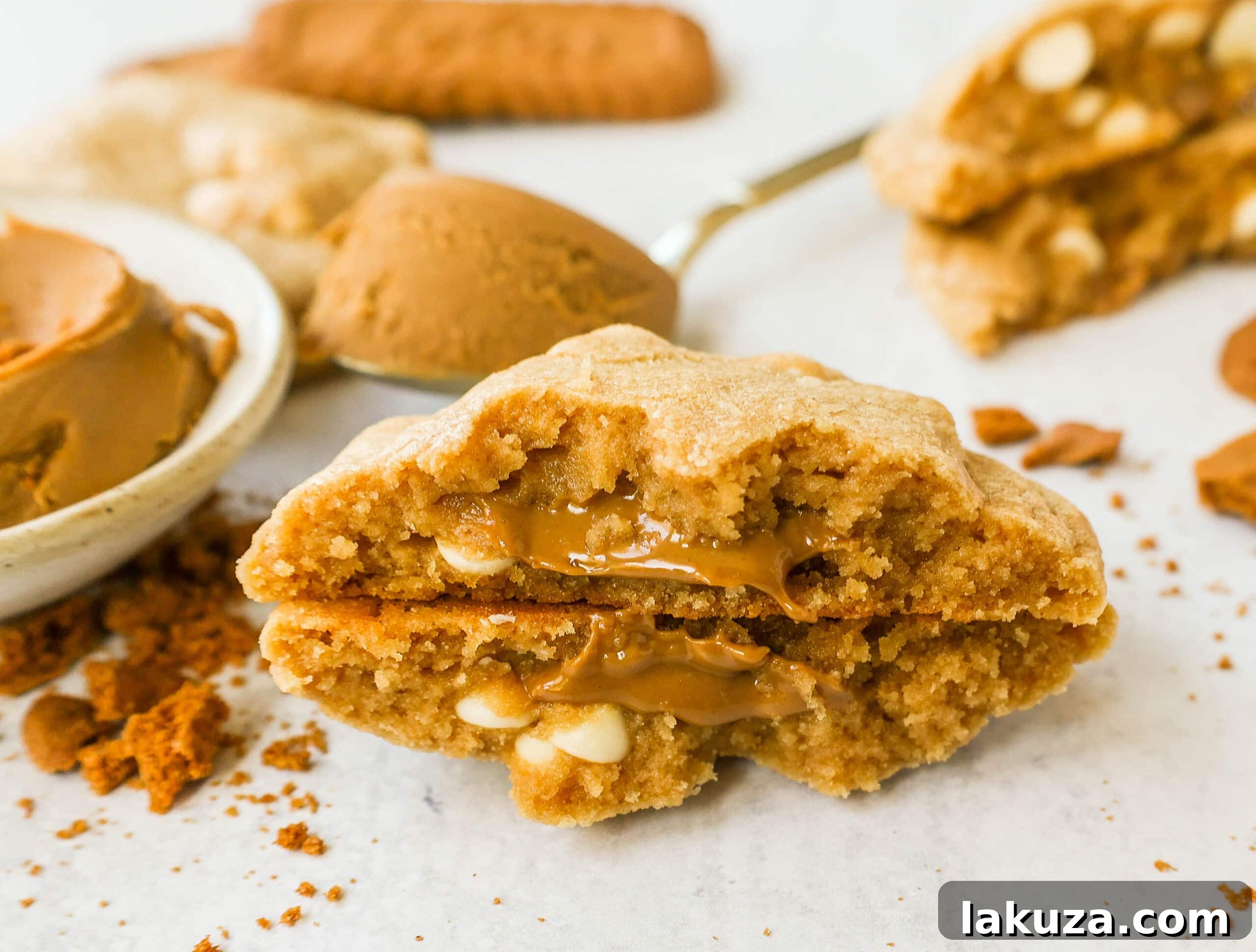 80 Irresistible Christmas Cookie Recipes 23 Biscoff Cookies filled with cookie butter and white chocolate chips. Soft, chewy, and stuffed with caramelized cookie butter spread, a true delight!