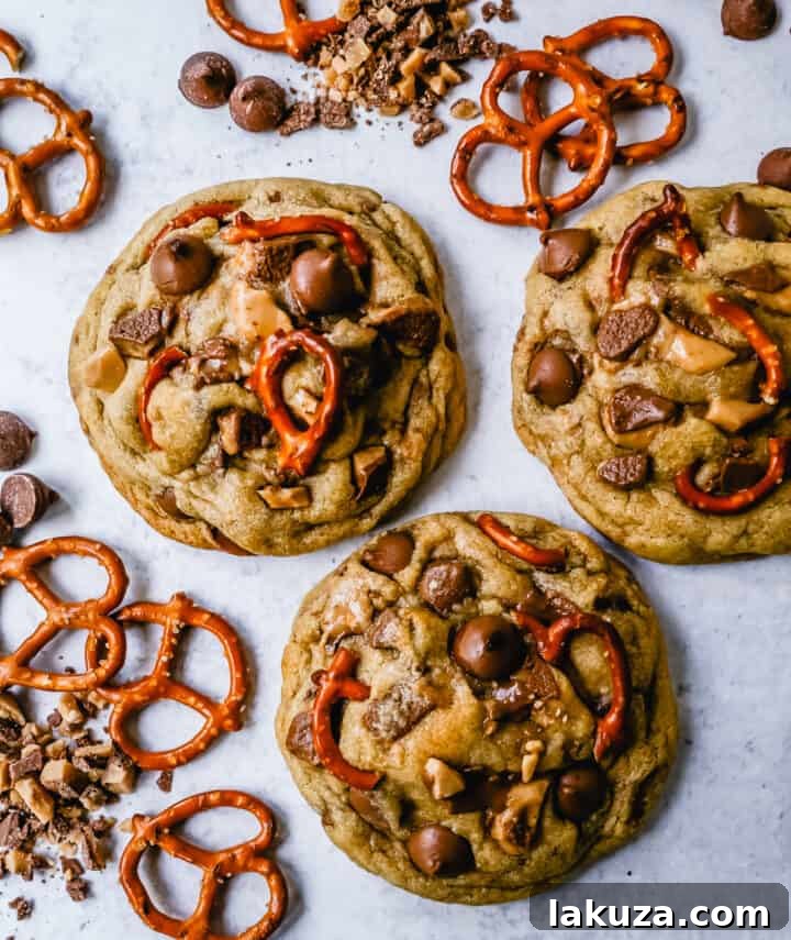 80 Irresistible Christmas Cookie Recipes 82 Toffee Chocolate Chip Pretzel Cookies: chocolate toffee chunks, salty pretzels, and milk chocolate chips. The perfect salty and sweet bakery cookie!