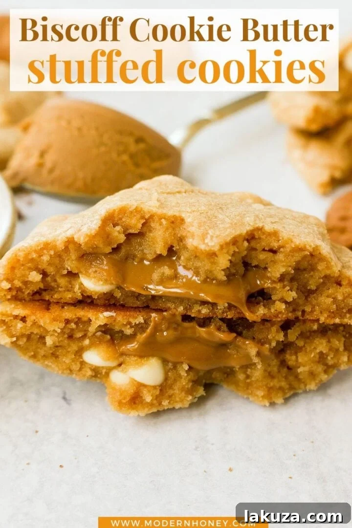 Golden Biscoff White Chocolate Chip Cookies 10 A beautiful plate of Biscoff White Chocolate Chip Cookies, highlighting their perfectly rounded shape and delicious appeal.