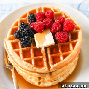 Buttermilk Waffles. How to make the best homemade Belgian waffles at home. Buttermilk waffles with crispy edges and chewy centers make the perfect weekend breakfast!