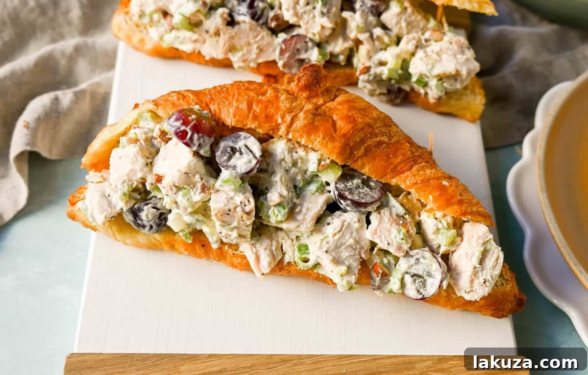 Ultimate Chicken Salad 5 Creamy Homemade Chicken Salad made with tender chicken, crunchy celery, green onion, sweet grapes, and crunchy almonds in a mayonnaise dressing. This is a classic chicken salad recipe that everyone loves and is perfect for a quick lunch or potluck.