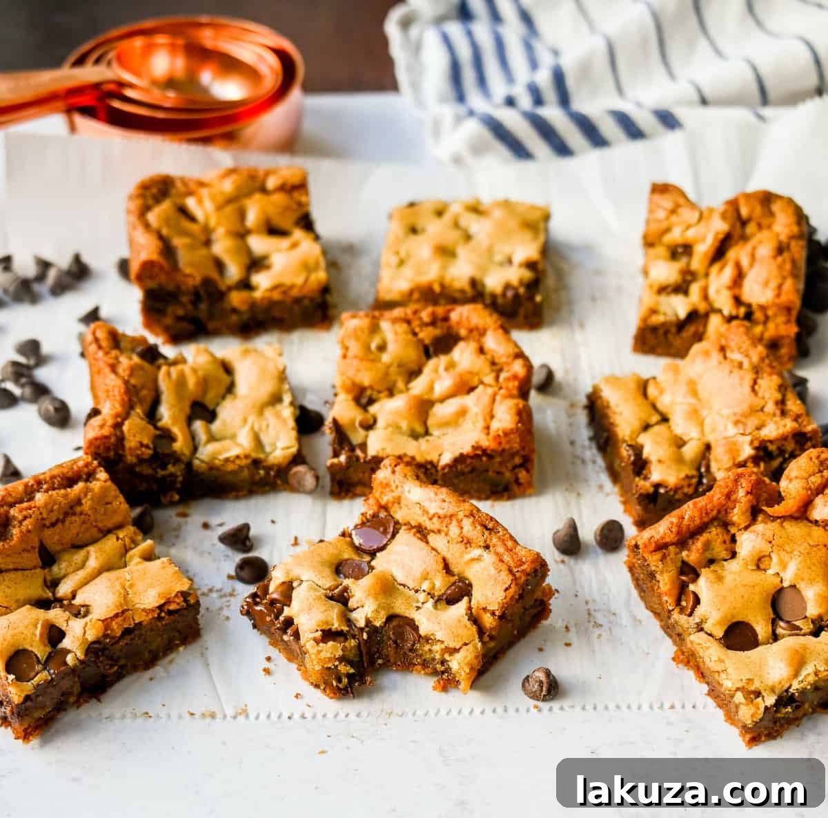 The Best Chocolate Chip Blondies Recipe Ever! How to make chewy, soft blondies from scratch. This is the most delicious and easiest chocolate chip blondie recipe.