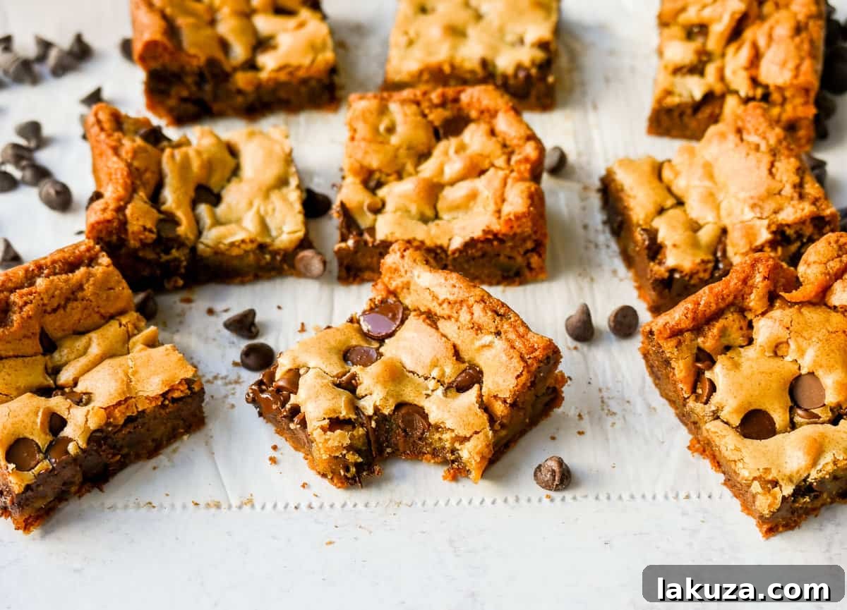 The Best Chocolate Chip Blondies Recipe Ever! How to make chewy, soft blondies from scratch. This is the most delicious and easiest chocolate chip blondie recipe.