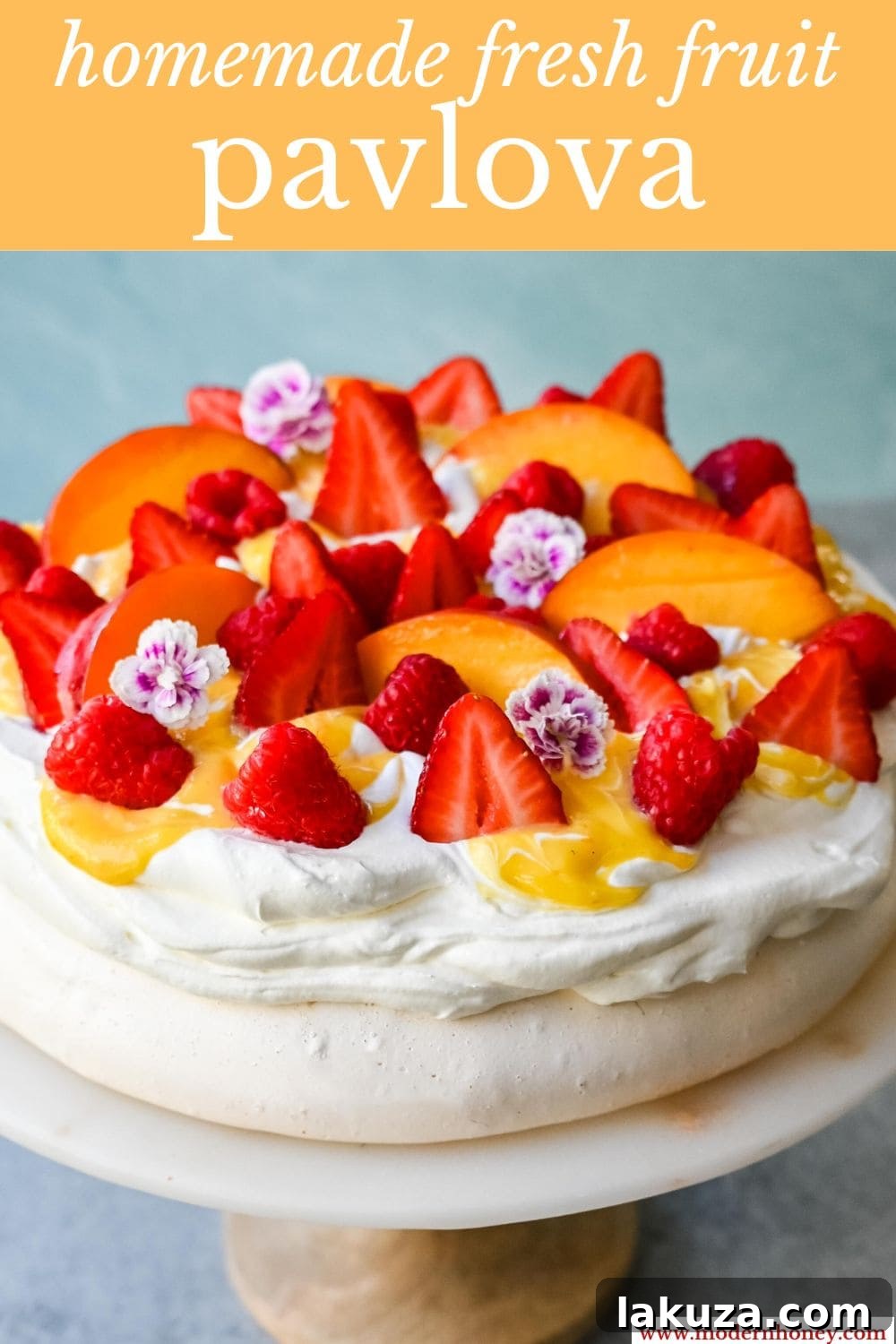 A final, lavishly decorated Pavlova, ready for a grand celebration.