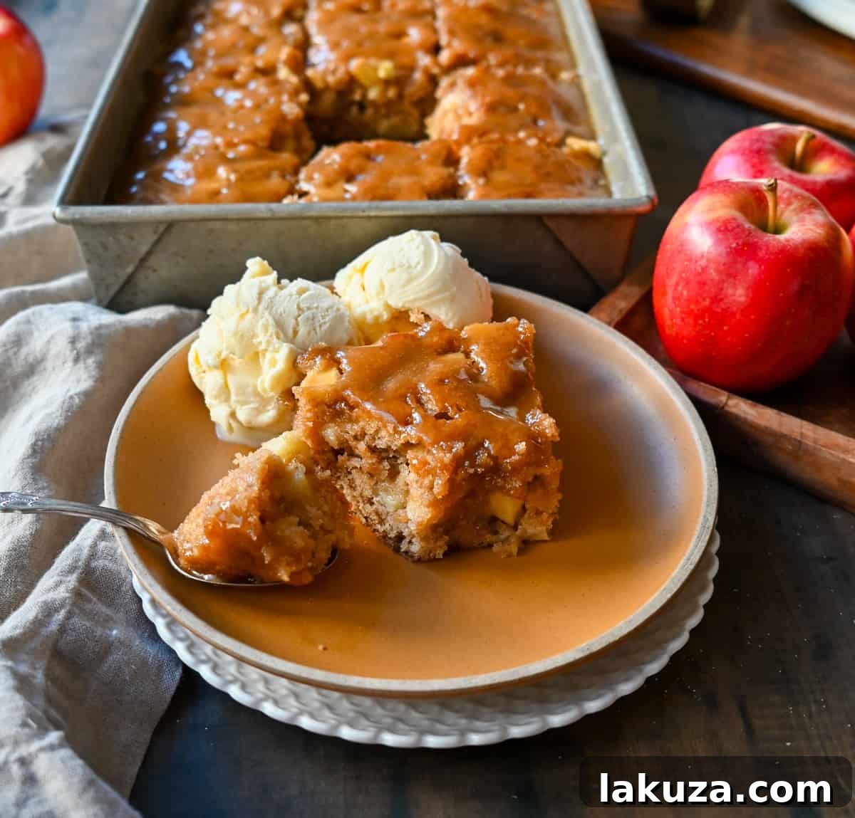 Apple Fritter Cake. Moist homemade apple fritter cake made with fresh apples with a brown sugar glaze. This is the best apple cake recipe and a perfect Fall dessert.