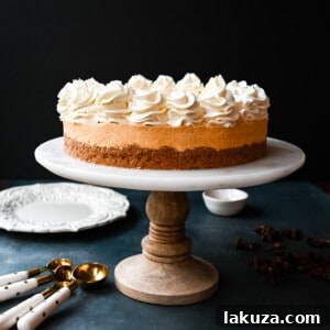 No-Bake Pumpkin Cheesecake. Creamy, smooth pumpkin cheesecake filling in a buttery graham cracker crust topped with whipped cream. This easy, no-bake dessert is perfect for Fall or Thanksgiving gatherings.