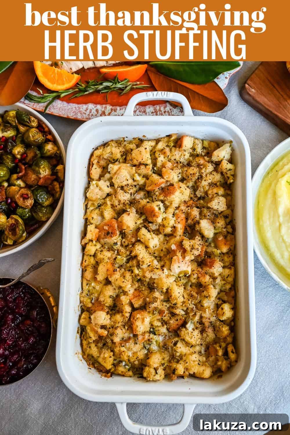 Classic Butter Herb Stuffing. How to make a foolproof, perfect, classic stuffing recipe with simple ingredients. This easy stuffing recipe is always a hit at Thanksgiving!