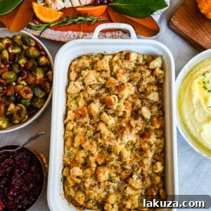 Classic Butter Herb Stuffing. How to make a foolproof, perfect, classic stuffing recipe with simple ingredients. This easy stuffing recipe is always a hit at Thanksgiving!