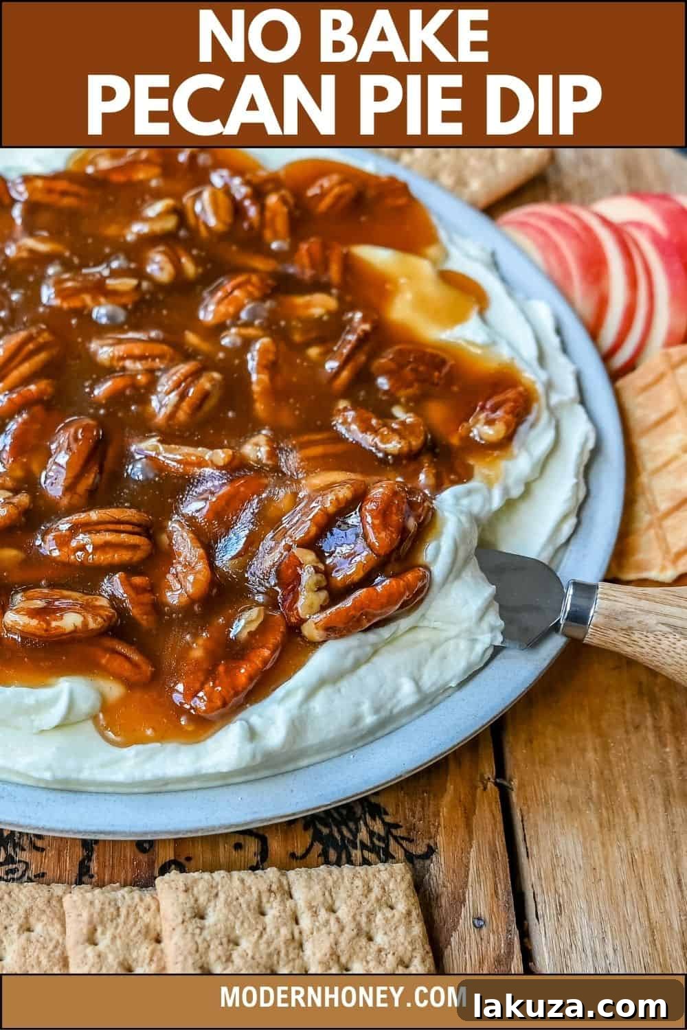 No Bake Pecan Pie Dip. This Pecan Pie Dip is made with creamy, fluffy, sweet cream cheese and whipped cream topped with a homemade pecan caramel sauce. This is all of the flavors of pecan pie without all of the work. A sweet and delicious holiday appetizer.