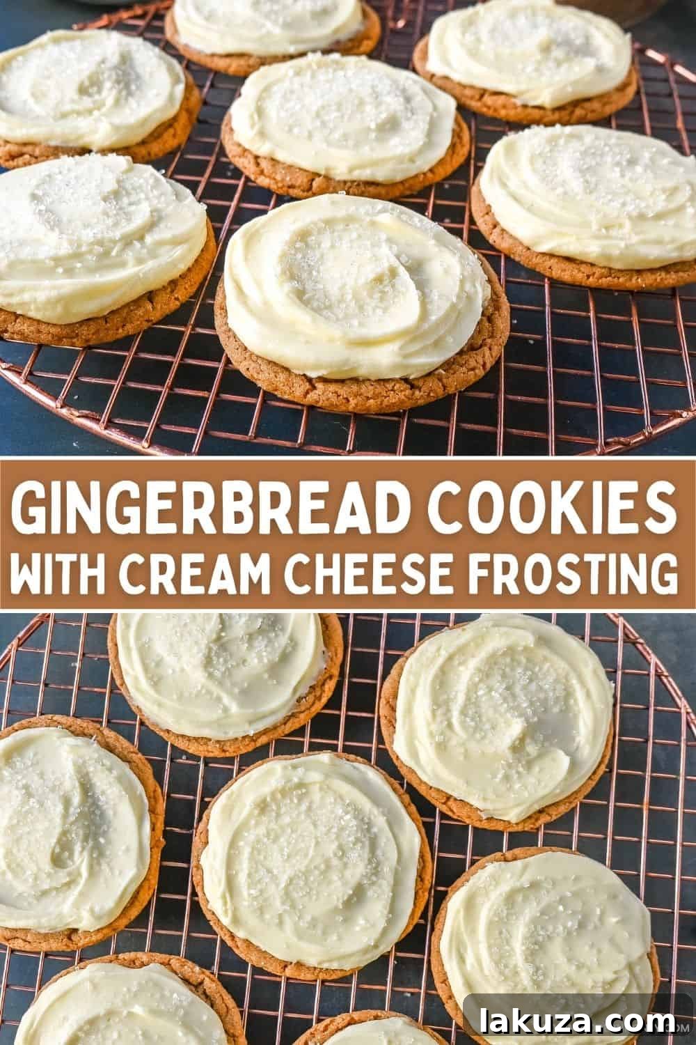 Soft Gingerbread Cookies with Cream Cheese Frosting. These Frosted Molasses Ginger Cookies are the perfect Christmas Cookie. Soft in the center with the perfect crisp edges. The sweet cream cheese frosting pairs perfectly with the spiced gingerbread cookie. This is a quintessential Christmas cookie recipe that gets rave reviews!